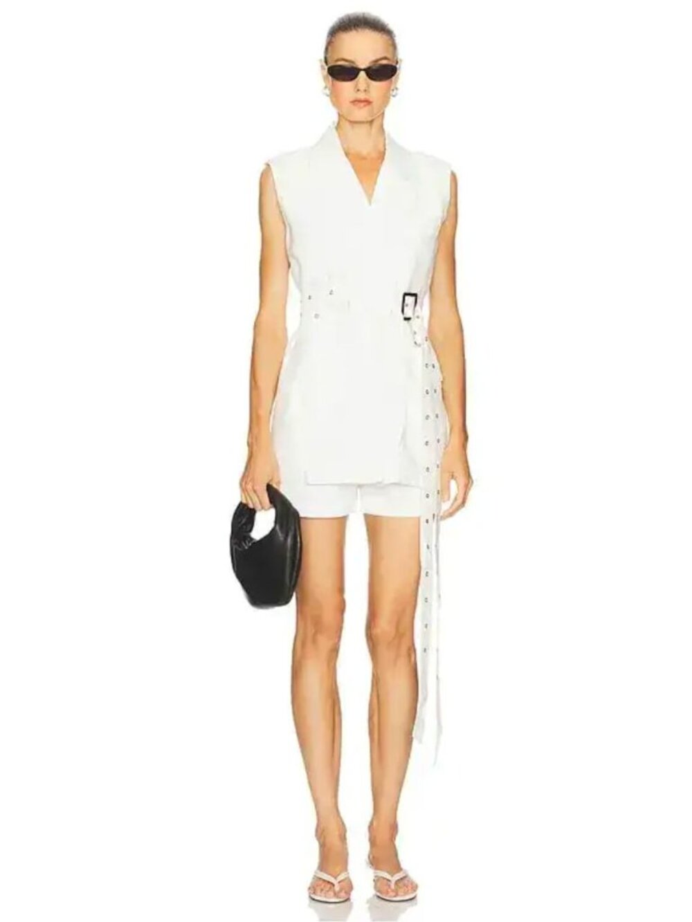 NWT Nonchalant Label Marie Sleeveless Belted Vest White Linen Size S $395 [jb]